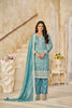 Sea Green Embroidered Straight Salwar Suit with Matching Dupatta - Mangaldeep NX