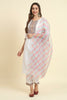 Sensible White Cotton Blend Salwar Suit with Multicolor Dupatta - Mangaldeep NX