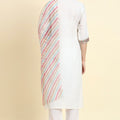 Sensible White Cotton Blend Salwar Suit with Multicolor Dupatta - Mangaldeep NX