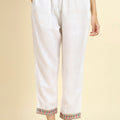 Sensible White Cotton Blend Salwar Suit with Multicolor Dupatta - Mangaldeep NX