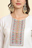 Sensible White Cotton Blend Salwar Suit with Multicolor Dupatta - Mangaldeep NX