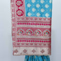 Sky Blue and Red Gaji Silk Saree with Zari Weaving and Traditional Floral Motifs - Mangaldeep NX