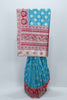 Sky Blue and Red Gaji Silk Saree with Zari Weaving and Traditional Floral Motifs - Mangaldeep NX