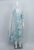 Sky Blue and White Floral Printed Cotton Salwar Suit with Dupatta - Mangaldeep NX