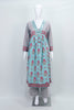 Sky Blue Floral Printed Cotton Anarkali Salwar Suit with Dupatta - Mangaldeep NX