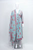 Sky Blue Floral Printed Cotton Anarkali Salwar Suit with Dupatta - Mangaldeep NX