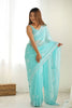Sky Blue Georgette Saree with Sequin Embellishments and Designer Blouse - Mangaldeep NX