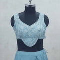Sky Blue Ruffled Lehenga Choli with Hand Embroidered Yoke - Mangaldeep NX