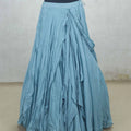 Sky Blue Ruffled Lehenga Choli with Hand Embroidered Yoke - Mangaldeep NX