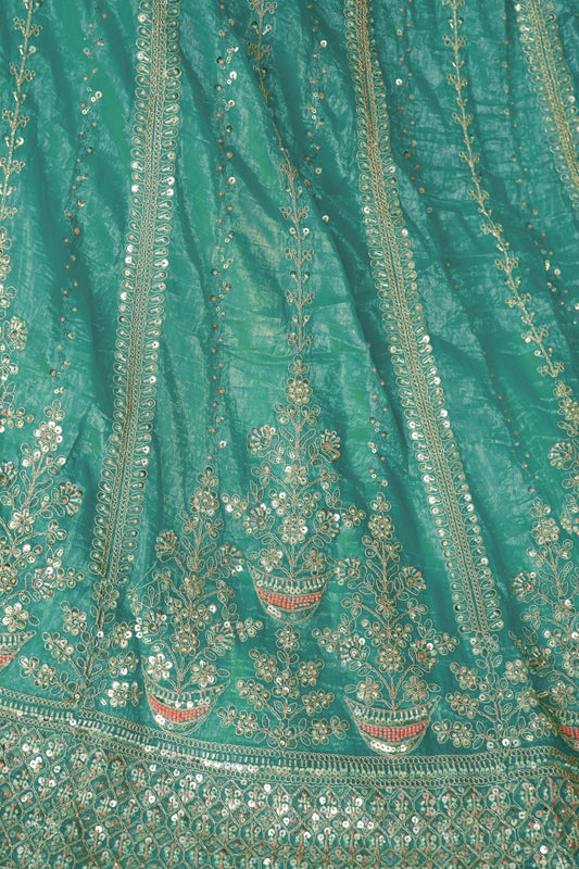 Sky Blue Sequin Embroidered Lehenga Choli with Dupatta - Mangaldeep NX