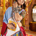 Sky Blue Traditional Garba Lehenga Choli Set with Multicolor Mirror Work for Navratri - Mangaldeep NX