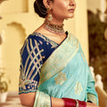 Sky Blue Woven Banarasi Design Silk Saree with Gold Zari Work - Mangaldeep NX