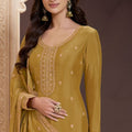 Sterling Mustard Yellow Embroidered Sharara Suit for Women - Mangaldeep NX