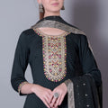 Stunning Black Embroidered Pant Style Salwar Suit - Mangaldeep NX