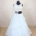 Stunning Light Blue Net Lehenga Choli with Sequin Embroidery and Dupatta - Mangaldeep NX