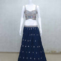 Stunning Navy Blue Lehenga with Embroidered Multicolor Jacket - Mangaldeep NX