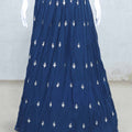 Stunning Navy Blue Lehenga with Embroidered Multicolor Jacket - Mangaldeep NX