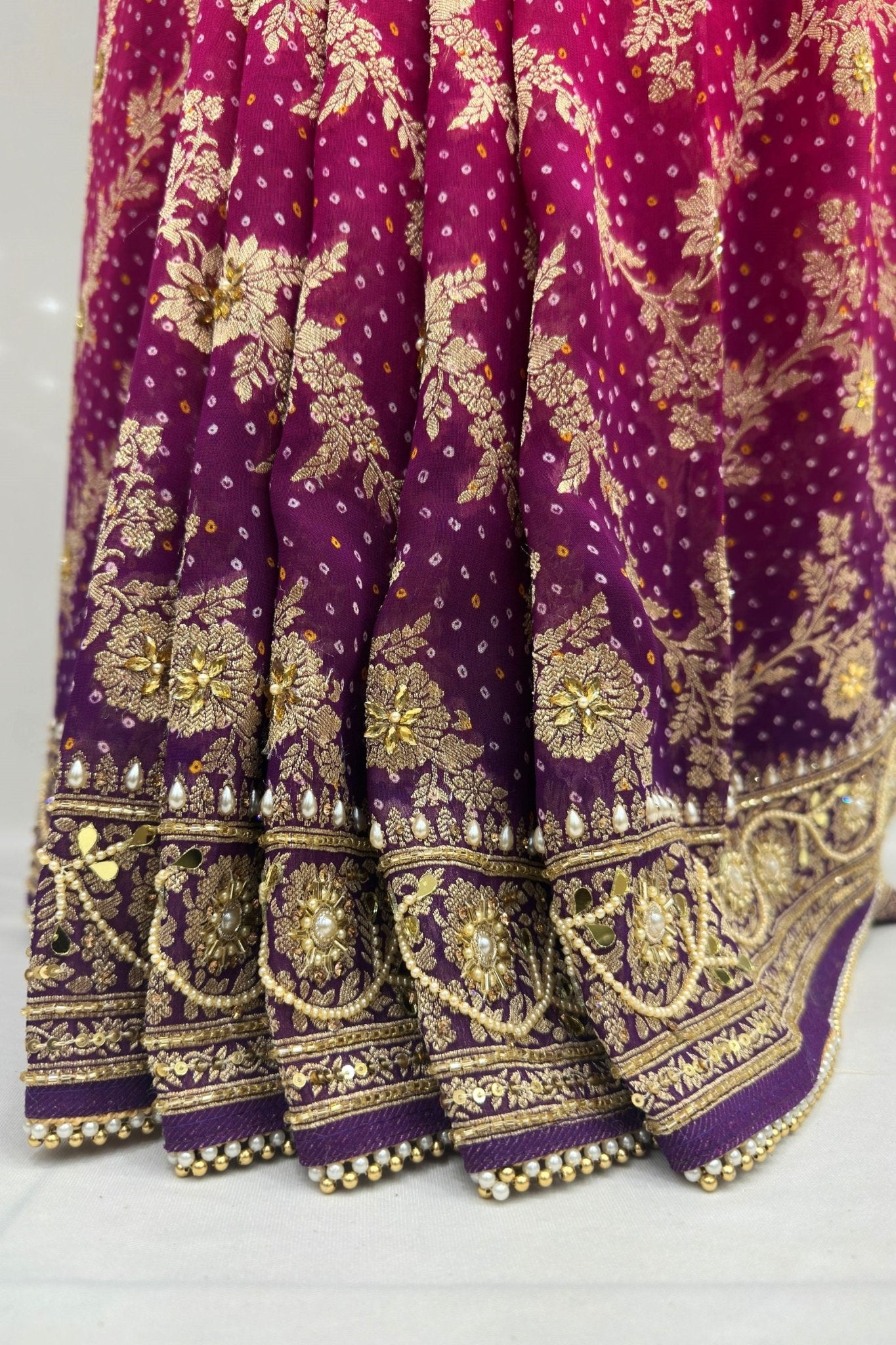 Stunning Pink and Purple Banarasi Silk Saree - Mangaldeep NX