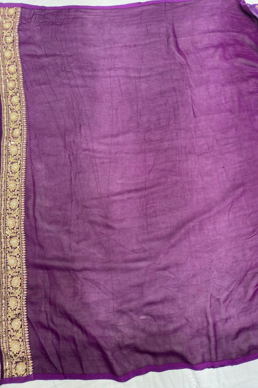 Stunning Pink and Purple Banarasi Silk Saree - Mangaldeep NX