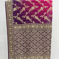 Stunning Pink and Purple Banarasi Silk Saree - Mangaldeep NX