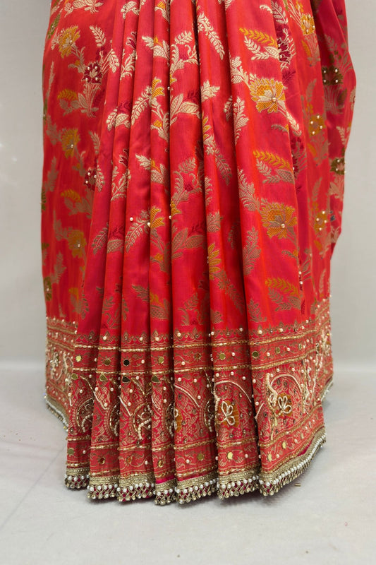 Stunning Red Embroidered Saree - Mangaldeep NX