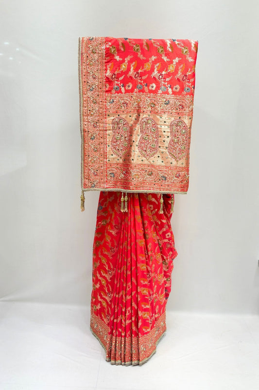Stunning Red Embroidered Saree - Mangaldeep NX
