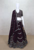 Stunning Wine Color Mirror Work Embroidered Lehenga Choli - Mangaldeep NX