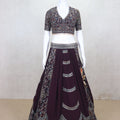 Stunning Wine Color Mirror Work Embroidered Lehenga Choli - Mangaldeep NX