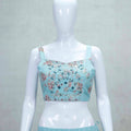 Stylish Aqua Blue Embroidered Lehenga Choli with Jacket - Mangaldeep NX