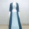 Stylish Aqua Blue Embroidered Lehenga Choli with Jacket - Mangaldeep NX