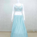 Stylish Aqua Blue Embroidered Lehenga Choli with Jacket - Mangaldeep NX