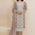 Stylish Beige Georgette Straight Cut Salwar Kameez - Mangaldeep NX