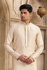 Stylish Beige Silk Kurta Pyjama Set with Mirror Embellished Placket - Mangaldeep NX