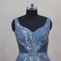 Stylish Blue Party Gown with Sequin Floral Embroidery - Mangaldeep NX
