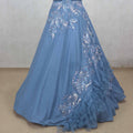 Stylish Blue Party Gown with Sequin Floral Embroidery - Mangaldeep NX