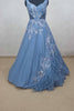 Stylish Blue Party Gown with Sequin Floral Embroidery - Mangaldeep NX