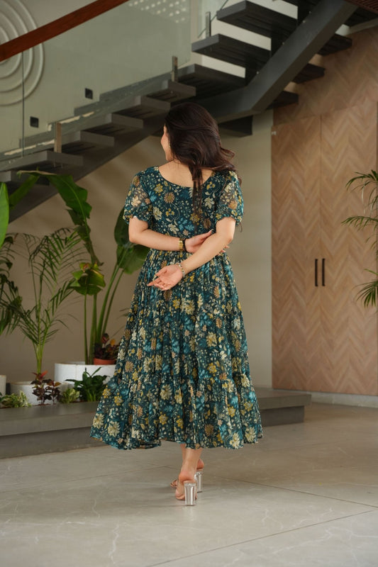 Stylish Casual Wear Faux Georgette Fully Flared Printed Kurti - Mangaldeep NX