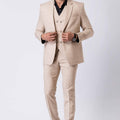 Stylish Ceremonial Men's Beige Polyester Blend Tuxedo Suit - Mangaldeep NX