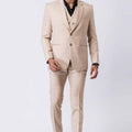 Stylish Ceremonial Men's Beige Polyester Blend Tuxedo Suit - Mangaldeep NX