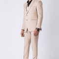 Stylish Ceremonial Men's Beige Polyester Blend Tuxedo Suit - Mangaldeep NX