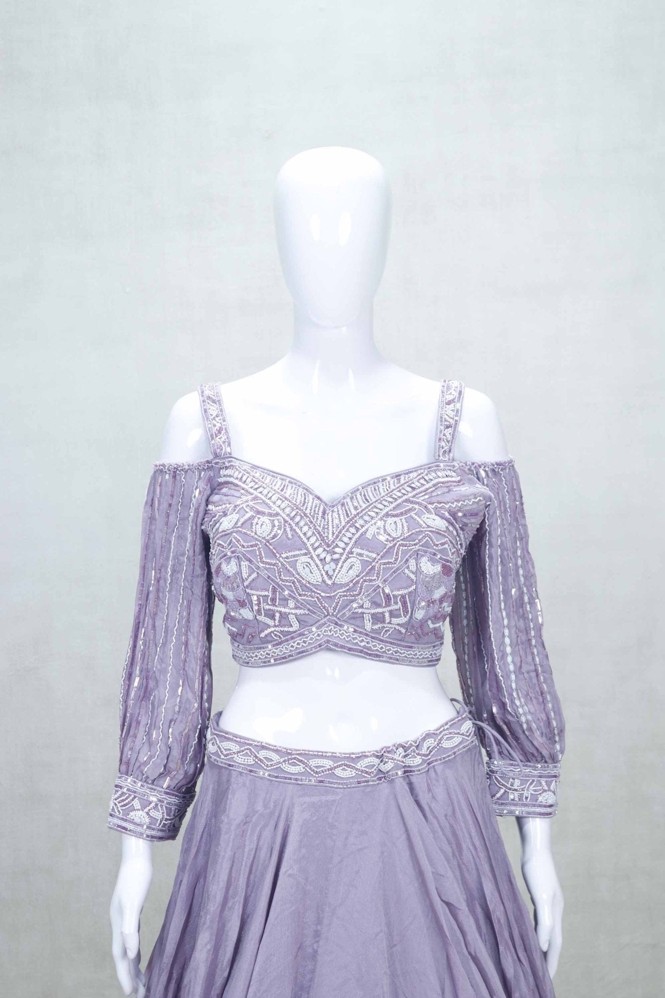 Stylish Lavender Embroidered Lehenga Choli with Sequin Work and Flared Skirt - Mangaldeep NX