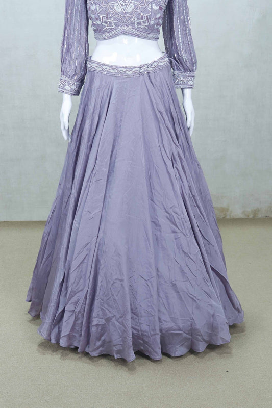 Stylish Lavender Embroidered Lehenga Choli with Sequin Work and Flared Skirt - Mangaldeep NX