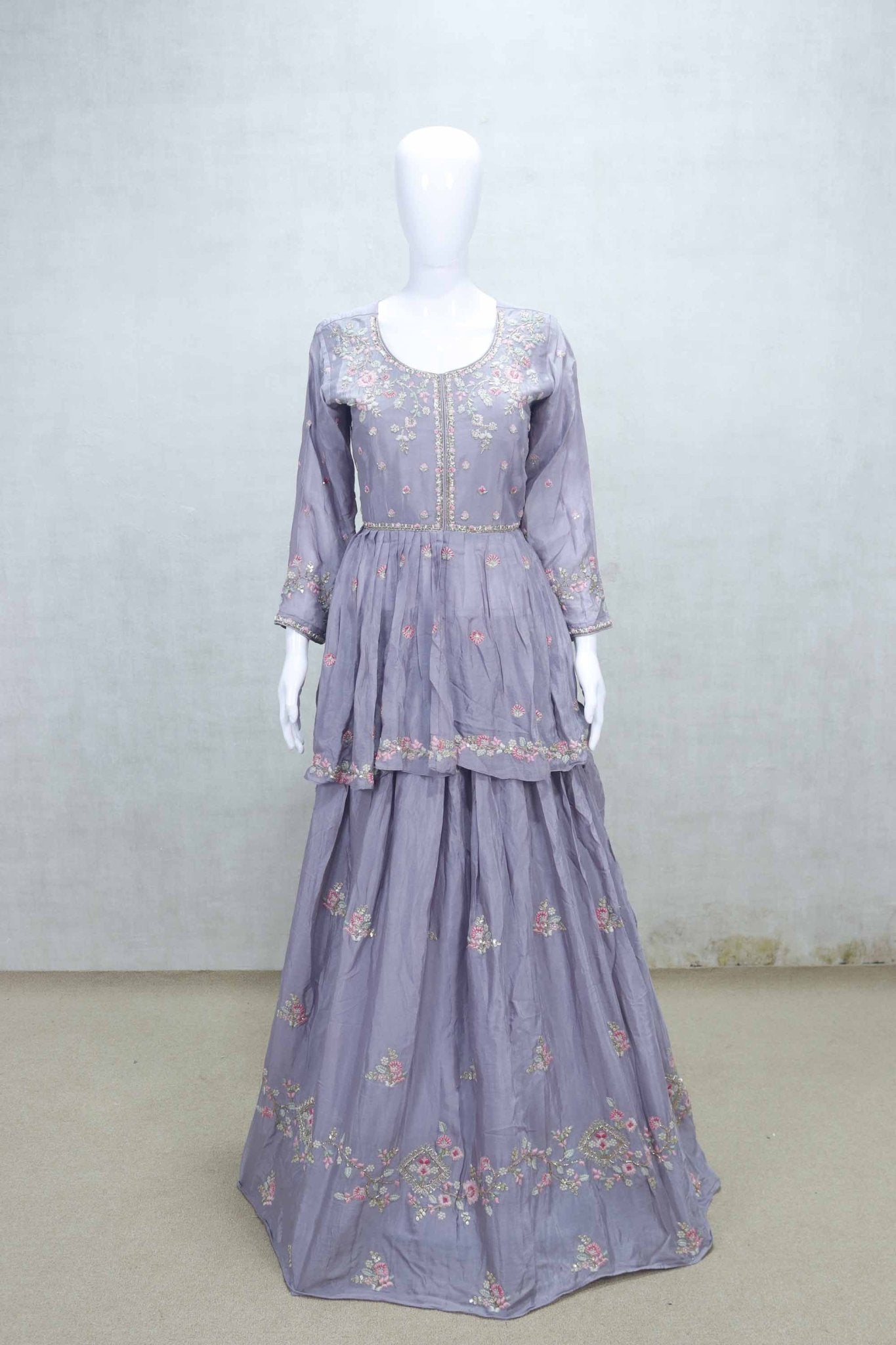 Stylish Lavender Embroidered Lehenga Set with Dupatta - Mangaldeep NX