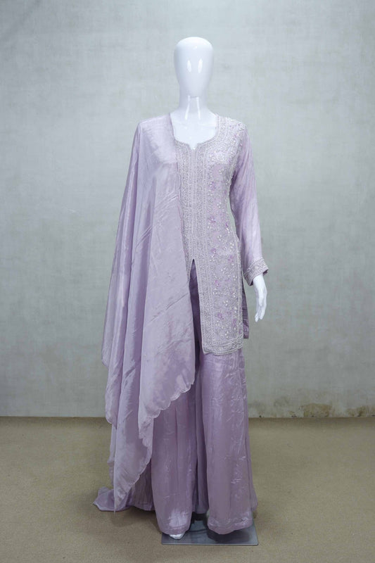 Stylish Lavender Embroidered Salwar Suit with Dupatta - Mangaldeep NX