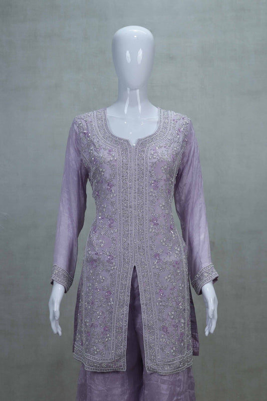 Stylish Lavender Embroidered Salwar Suit with Dupatta - Mangaldeep NX