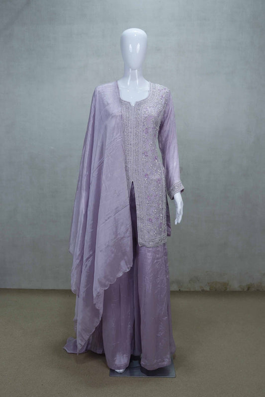 Stylish Lavender Embroidered Salwar Suit with Dupatta - Mangaldeep NX