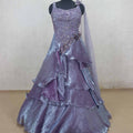 Stylish Lavender Ruffle Layered Net Gown with Sequin Embroidery - Mangaldeep NX