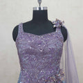 Stylish Lavender Ruffle Layered Net Gown with Sequin Embroidery - Mangaldeep NX