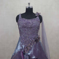 Stylish Lavender Ruffle Layered Net Gown with Sequin Embroidery - Mangaldeep NX