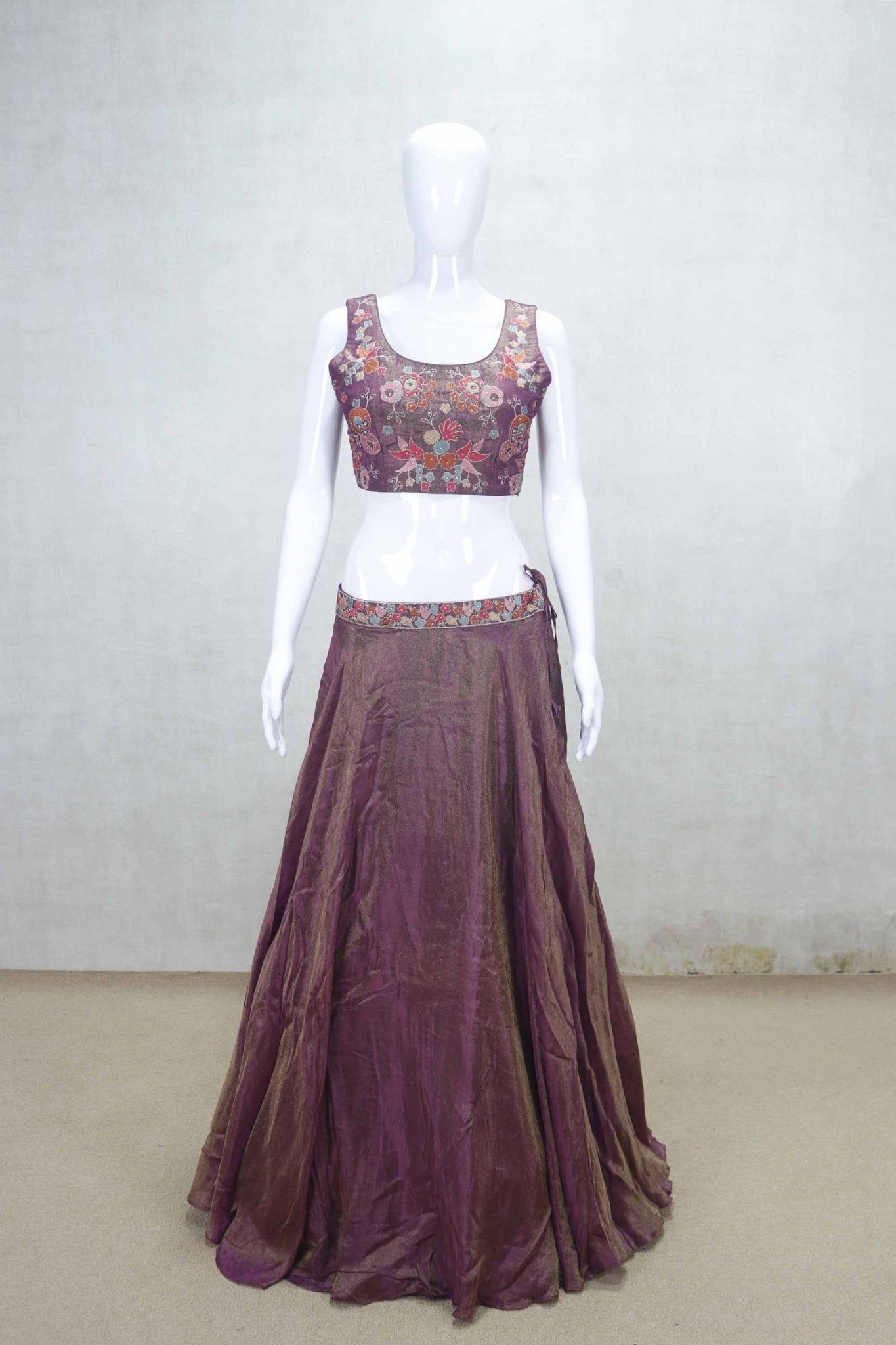 Stylish Mauve and Pink Embroidered Lehenga Choli with Printed Jacket - Mangaldeep NX